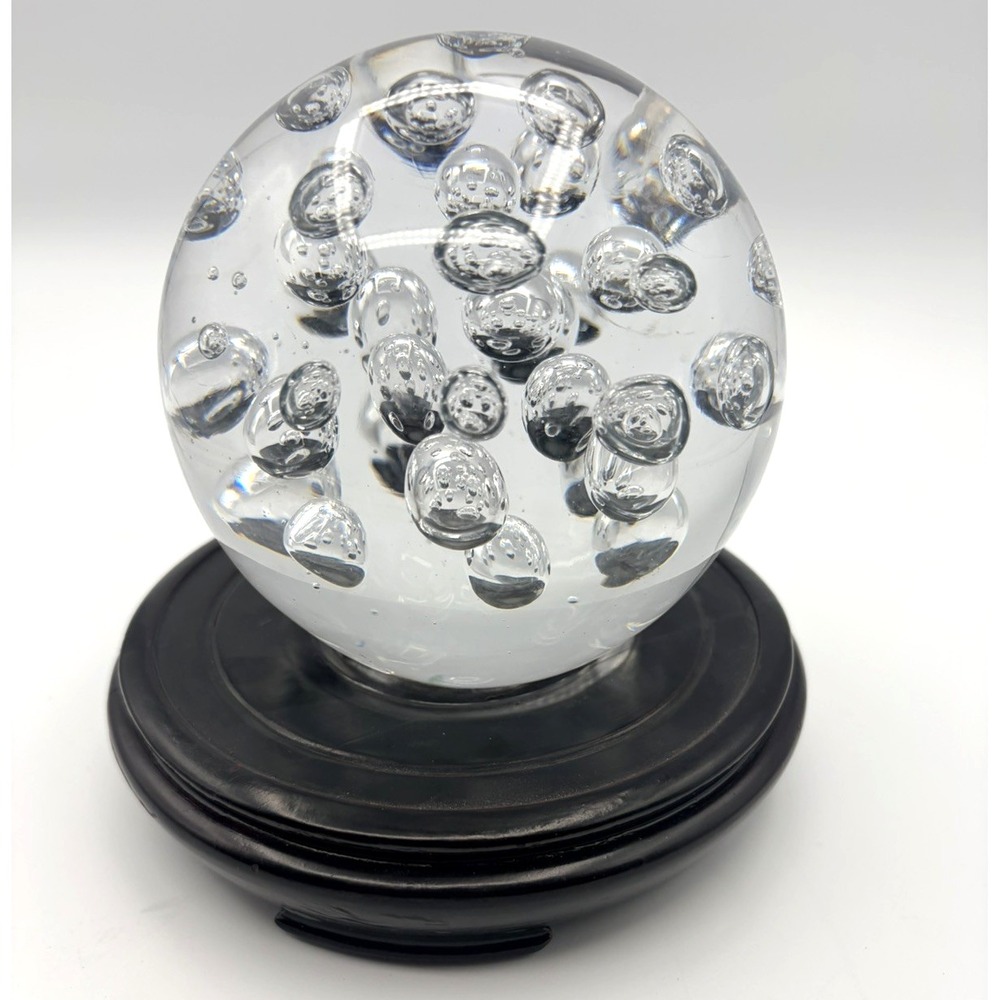 LARGE EXCELLENT MODERN ART GLASS SOLID CLEAR GLASS CONTROLLED BUBBLES SCULPTURE